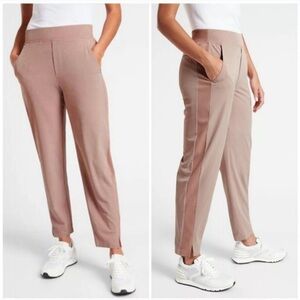 Athleta Womens Brooklyn Ankle Pants Ribbed Side Textured Pink Mocha  Size 8